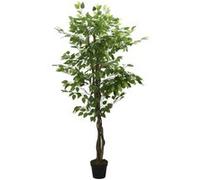 vidaXL Ficus Artificiel 1260 Feuilles, Arbre Artificiel avec Pot, Fausse Plante, Décoration d'Entrée Salle de Séjour Bureau, 200 cm Vert