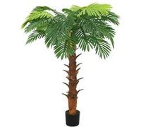 vidaXL Palmier cycas artificiel avec pot – 160 cm, vert, bois massif & plastique, 28 feuilles