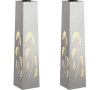 vidaXL Lampe solaire LED pour chemin, lot de 2, lumière blanche chaude, 18 x 18 x 80 cm, en acier inoxydable
