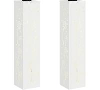 vidaXL Lumière solaire de chemin LED 2 pcs Blanc Acier laminé à froid