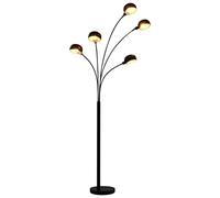 vidaXL Lampadaire sur Pied à Arc - Éclairage pour Salon, Chambre à Coucher, Maison Intérieur - 200 cm, 5 x E14 - Noir et Doré