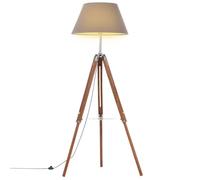 vidaXL Lampadaire à Trépied Marron Lampe sur Pied Lampe à Piédestal Salon Salle de Séjour Maison Intérieur Miel et Gris 141 cm Bois de Teck