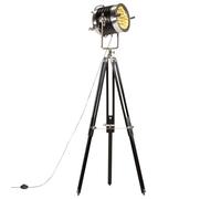 vidaXL Lampadaire à trépied Noir Bois de manguier massif 171 cm
