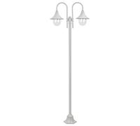vidaXL Borne d'éclairage de jardin E27 220 cm aluminium 2 lanternes blanc