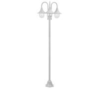 vidaXL Borne d'éclairage de jardin E27 220 cm aluminium 3 lanternes blanc