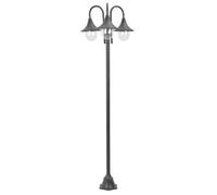 vidaXL Borne d'éclairage de jardin E27 220 cm aluminium 3-lanternes bronze