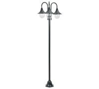vidaXL Borne d'éclairage de jardin E27 220 cm aluminium 3 lanternes vert foncé