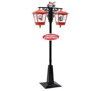 vidaXL Lampadaire de Noël avec Père Noël Lumière Réverbère de Noël Ornement Décoration de Noël Fête Jardin Extérieur Noir et Rouge 81x40x188 cm PVC