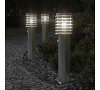 vidaXL Lampadaire d'extérieur avec capteur argenté acier inoxydable