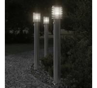 vidaXL Lampadaire d'extérieur avec capteur argenté acier inoxydable