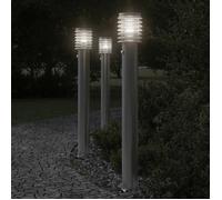 vidaXL Lampadaire d'extérieur avec capteur argenté acier inoxydable, éclairage au sol d'extérieur, éclairage au sol de 4006367
