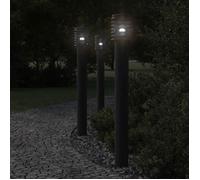 vidaXL Lampe d'allée avec prise de courant noire 110 cm acier inoxydable
