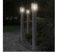 vidaXL Lampes d'allée 3 pcs. argent 110 cm acier inoxydable
