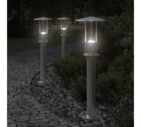 vidaXL Lampes d'allée 3 pcs. argent 60 cm acier inoxydable