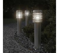 vidaXL Lampadaires d'extérieur 3 pcs argenté 60 cm acier inoxydable