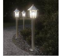 vidaXL Lampadaires d'extérieur 3 pcs argenté 80 cm acier inoxydable, éclairage au sol d'extérieur, éclairage au sol de 4006382