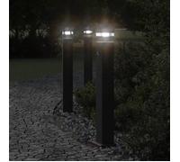 vidaXL Lampes d'allée avec détecteur de mouvement 3 pcs. noir 80 cm aluminium
