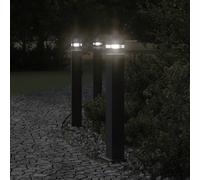 vidaXL Lampadaires d'extérieur avec sortie 3 pcs noir 80 cm aluminium