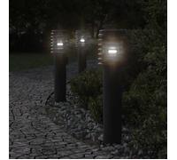 vidaXL Lampes d'allée avec prise de courant 3 pcs noir 60 cm inox