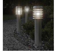 vidaXL Lampes d'allée avec prise de courant 3 pcs. argent 60 cm acier inoxydable