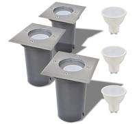 vidaXL Lampe LED encastrable au sol d'extérieur 42413 — Pack 3 pièces carré