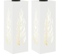 vidaXL Lumière solaire de chemin LED 2 pcs Blanc Acier laminé à froid