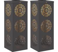 vidaXL Lumière solaire de chemin LED 2 pcs noir acier laminé à froid