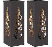 vidaXL Lumière solaire de chemin LED 2 pcs noir acier laminé à froid