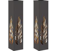 vidaXL Lumière solaire de chemin LED 2 pcs Noir acier laminé à froid