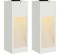 vidaXL Lampe d'allée solaire LED 2 pcs Blanc Acier laminé à froid