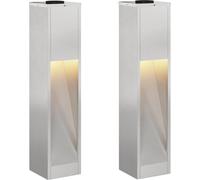 vidaXL Lampe solaire LED pour clôture, lot de 2, lumière blanche chaude, 18 x 18 x 80 cm