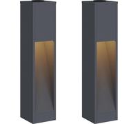 vidaXL Lampe solaire LED pour clôture, 2 pièces, lumière blanche chaude, 18 x 18 x 80 cm