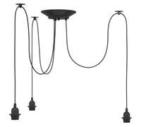 vidaXL Lampe suspendue avec 3 porte-lampes E27 noir métal