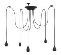vidaXL Lampe suspendue avec 5 porte-lampes E27 noir métal
