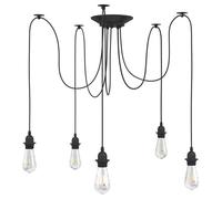 Vidaxl Lampe Suspendue Avec 5 Porte-Lampes E27 Noir Métal