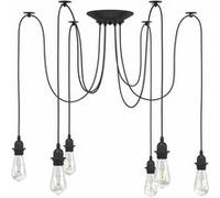 VidaXL Lampe suspendue avec 6 porte-lampes E27 noir métal, lampe suspendue en forme d'araignée, lampe suspendue en forme 4103455 Noir