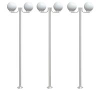 vidaXL Lampes d'allée 3 pcs. argent 215 cm acier inoxydable