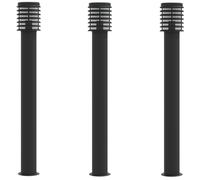 vidaXL Lampes d'allée 3 pcs. noir 110 cm acier inoxydable