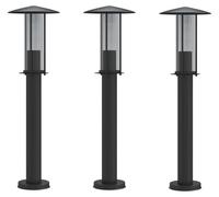 vidaXL Lampes d'allée 3 pcs. noir 60 cm acier inoxydable