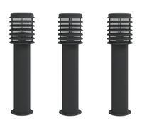 vidaXL Lampes d'allée 3 pcs. noir 60 cm acier inoxydable