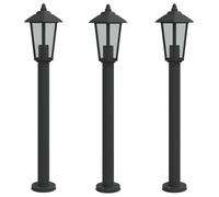 vidaXL Lampes d'allée 3 pcs. noir 80 cm acier inoxydable