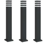 vidaXL Lampes d'allée 3 pcs. noir 80 cm aluminium