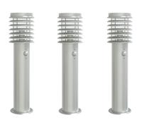 vidaXL Lampes d'allée avec détecteur de mouvement 3 pcs. argent 60 cm acier inoxydable