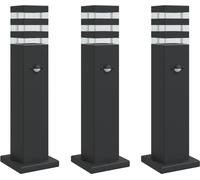vidaXL Lampes d'allée avec détecteur de mouvement 3 pcs. noir 50 cm aluminium