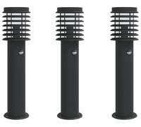 vidaXL Lampes d'allée avec détecteur de mouvement 3 pcs. noir 60 cm acier inoxydable