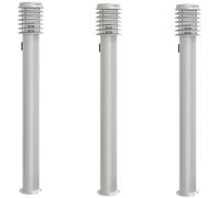 vidaXL Lampes d'allée avec prise de courant 3 pcs argenté 110 cm acier inoxydable
