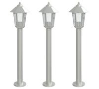 vidaXL Lampes de chemin 3 pcs. argent 80 cm acier inoxydable