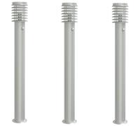 vidaXL Lampes de chemin avec détecteur de mouvement 3 pcs. argent 110cm acier inoxydable