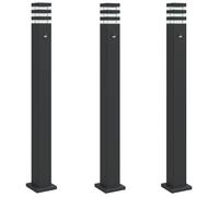 vidaXL Lampes de chemin avec détecteur de mouvement 3 pcs. noir 110cm aluminium