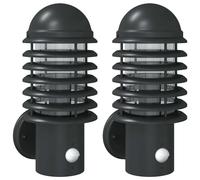 vidaXL Lampes murales d'extérieur avec détecteur de mouvement 2 pcs. noir acier inoxydable